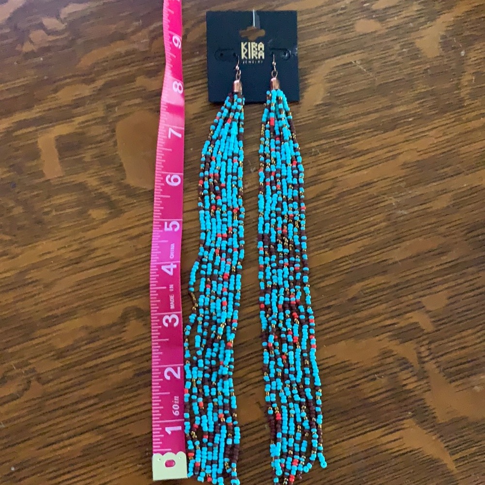 Boho hippy long seed bead earring
